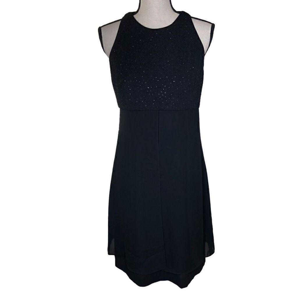 David Warren Black Dress with Crystal Embellishment‎